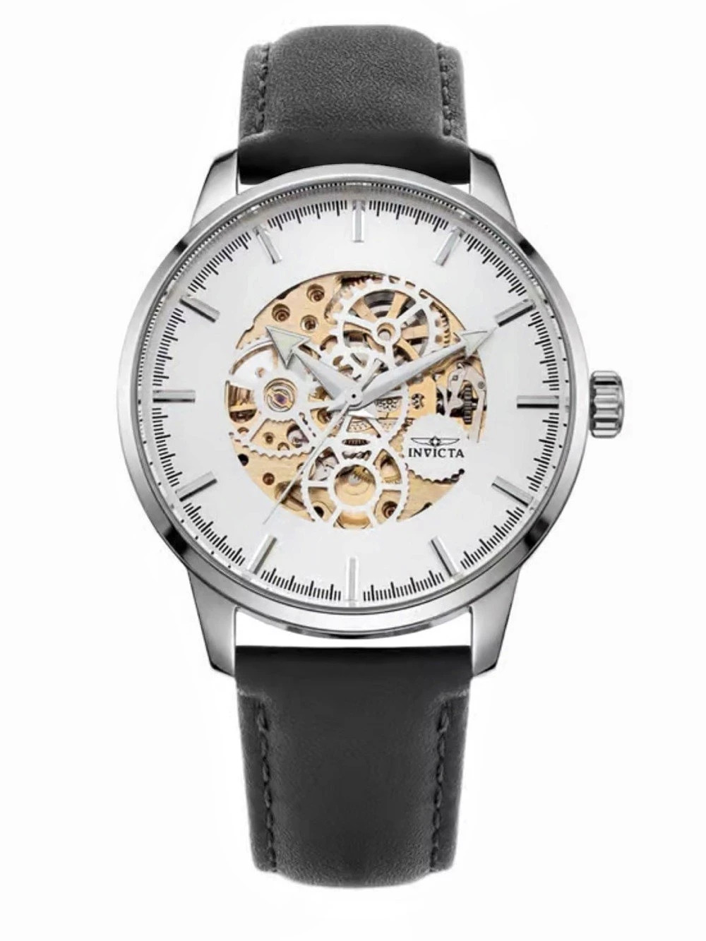 Invicta Objet D'Art Model 70023 Skeleton Watch Silver & Black
